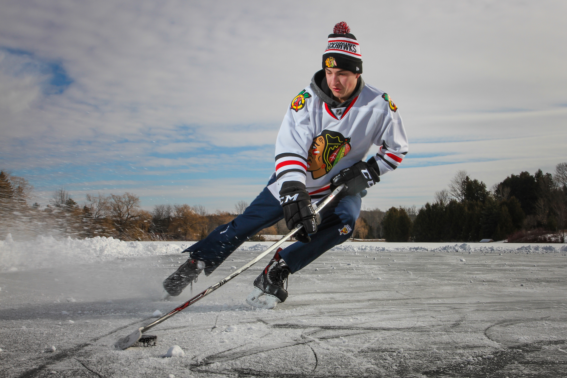 Taking an Outdoor Hockey Picture