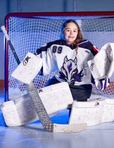 Minor hockey goalie portrait sports photos by Frank Myrland Photograph