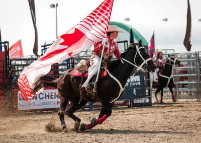 Action and sports photography of horses at the 2025 Headwaters Ram Rodeo at Orangeville Fairgrounds by Frank Myrland Photography