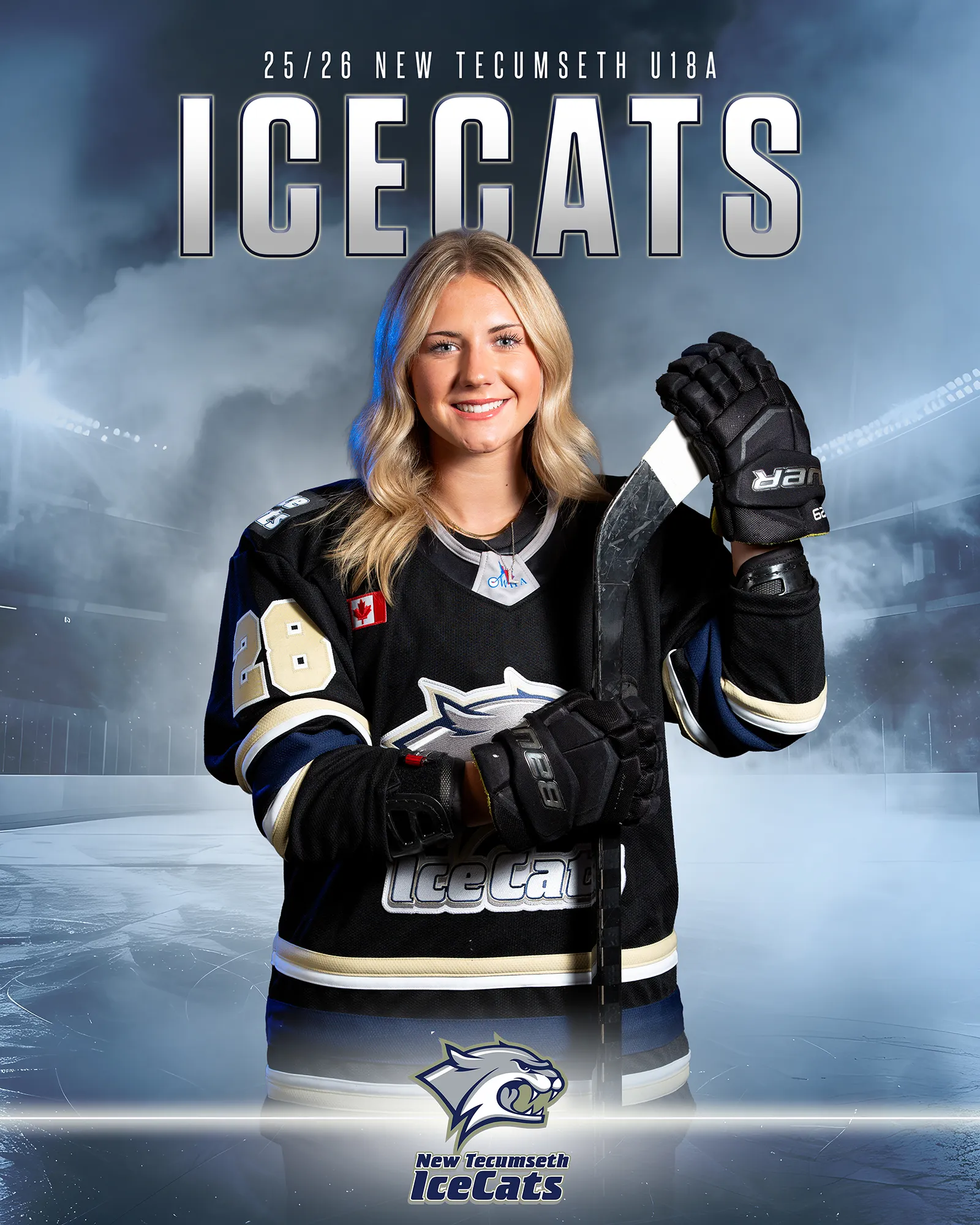 Girls U18A Hockey Media Day Photos with the New Tecumseth IceCats in Alliston, Ontario by Frank Myrland Photography
